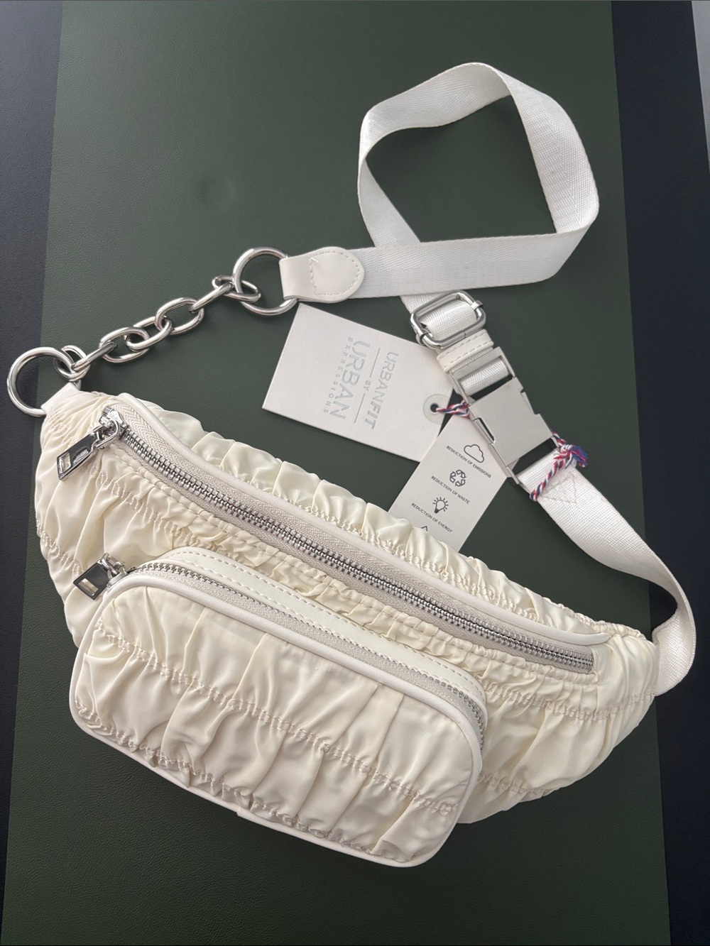 Urban Expressions Ivory Ruched Belt Bag